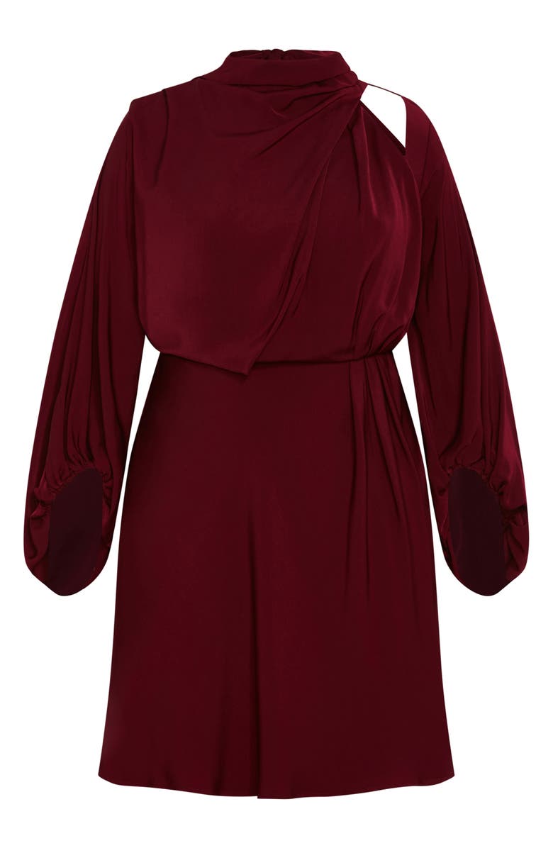 City Chic Jaylee Shoulder Cutout Long Sleeve Dress, Alternate, color, Plum