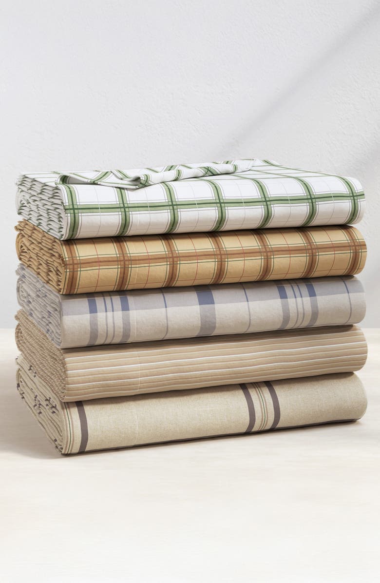 Woven & Weft Turkish Cotton Flannel Plaid Sheet Set, Alternate, color, Cool Plaid