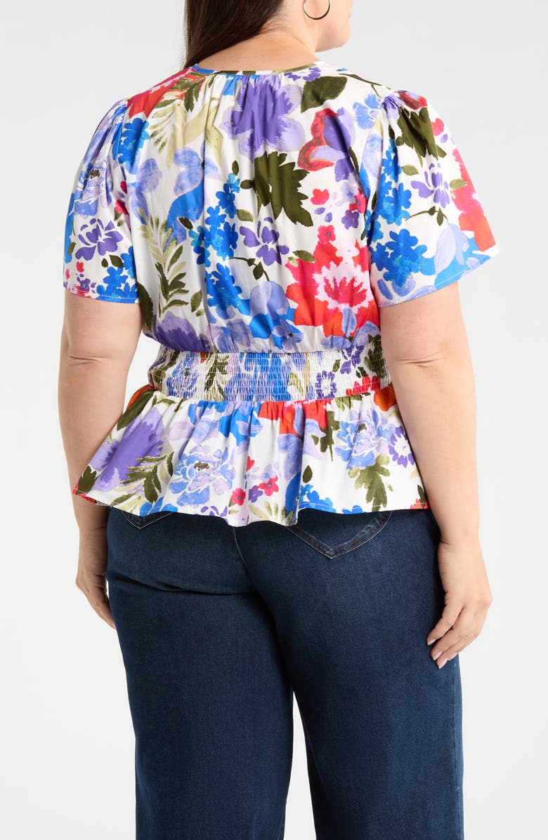 SUGARLIPS Amania Floral Sarina Smocked Top, Alternate, color, Blue-Purple