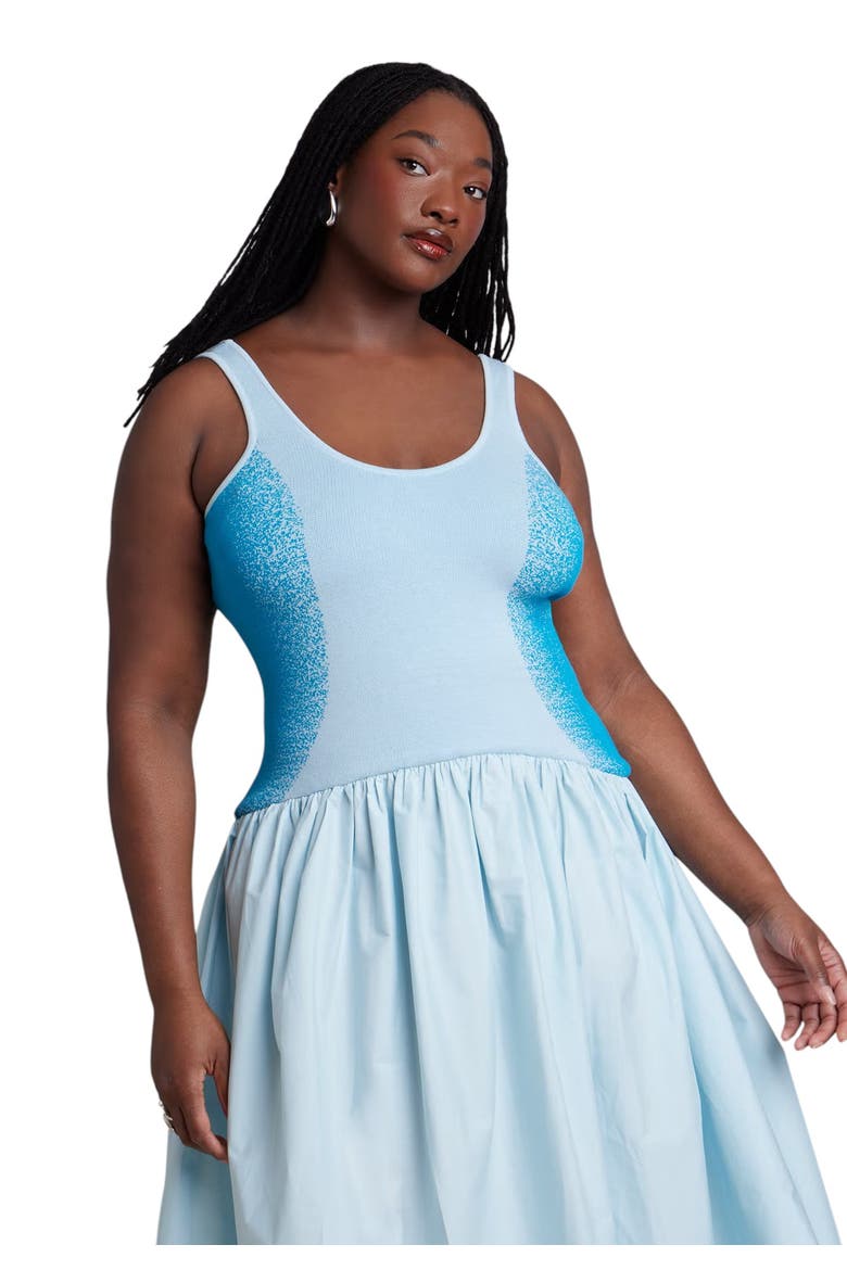 Flare Skirt Tank Dress, Alternate, color, OMBRE CURVE BLUE