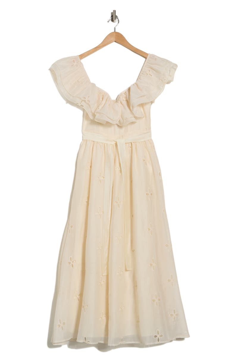 Love By Design Miley Ruffle Cap Sleeve Maxi Dress, Alternate, color, Ivory