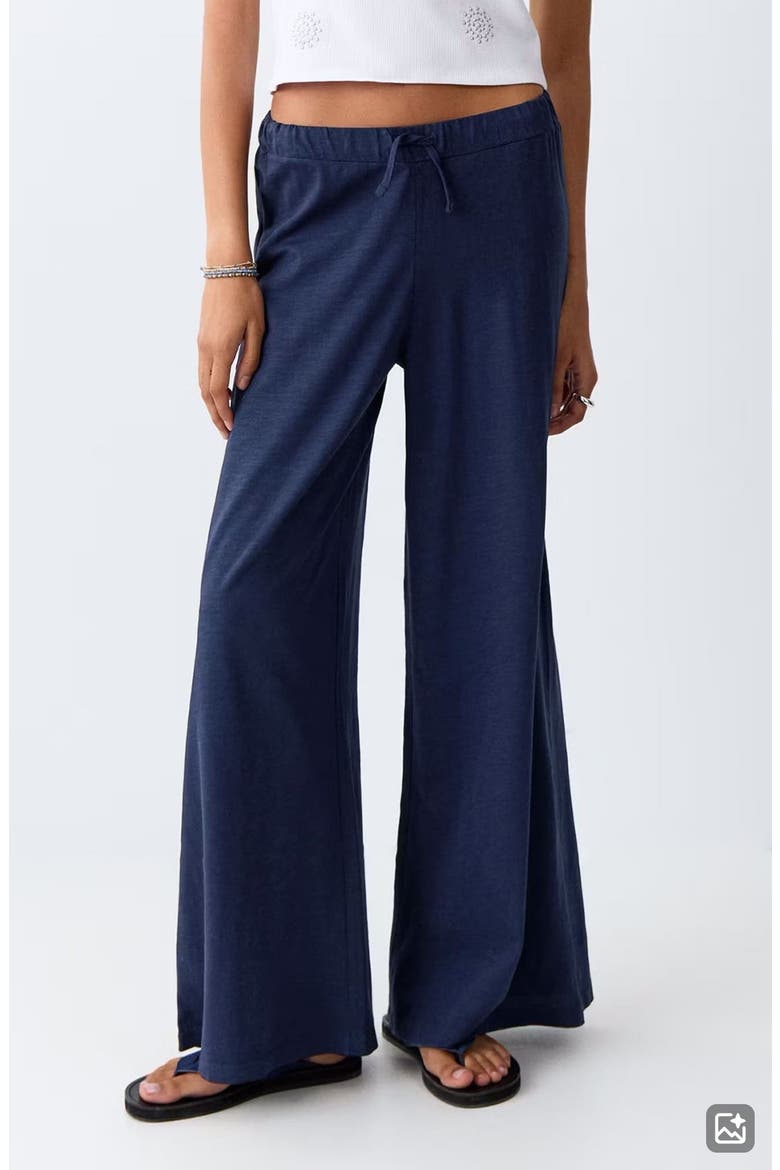 Kids' Straight Leg Cotton Jersey Trousers, Main, color, NAVY