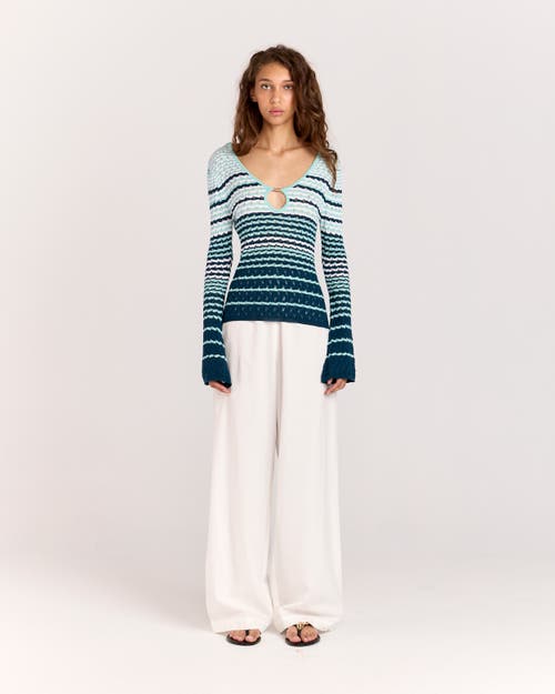 Romy Havana Crochet Top In Green Stripe