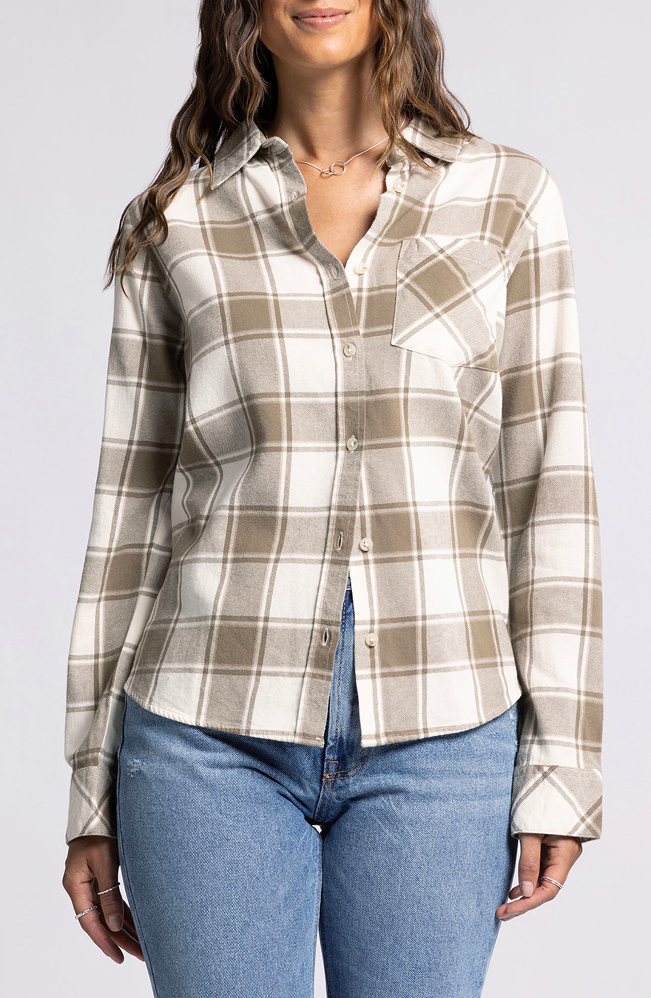 Thread & Supply Rory Check Cotton Flannel Button-Up Shirt (Women ...