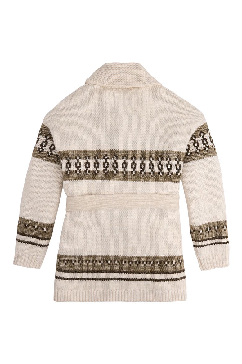 Patterned Belted Cardigan, Alternate, color, IVORY