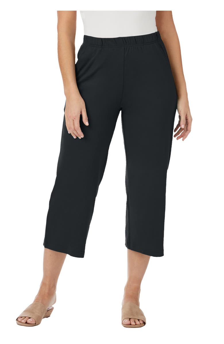 Jessica London Soft Ease Wide Crop, Main, color, Black