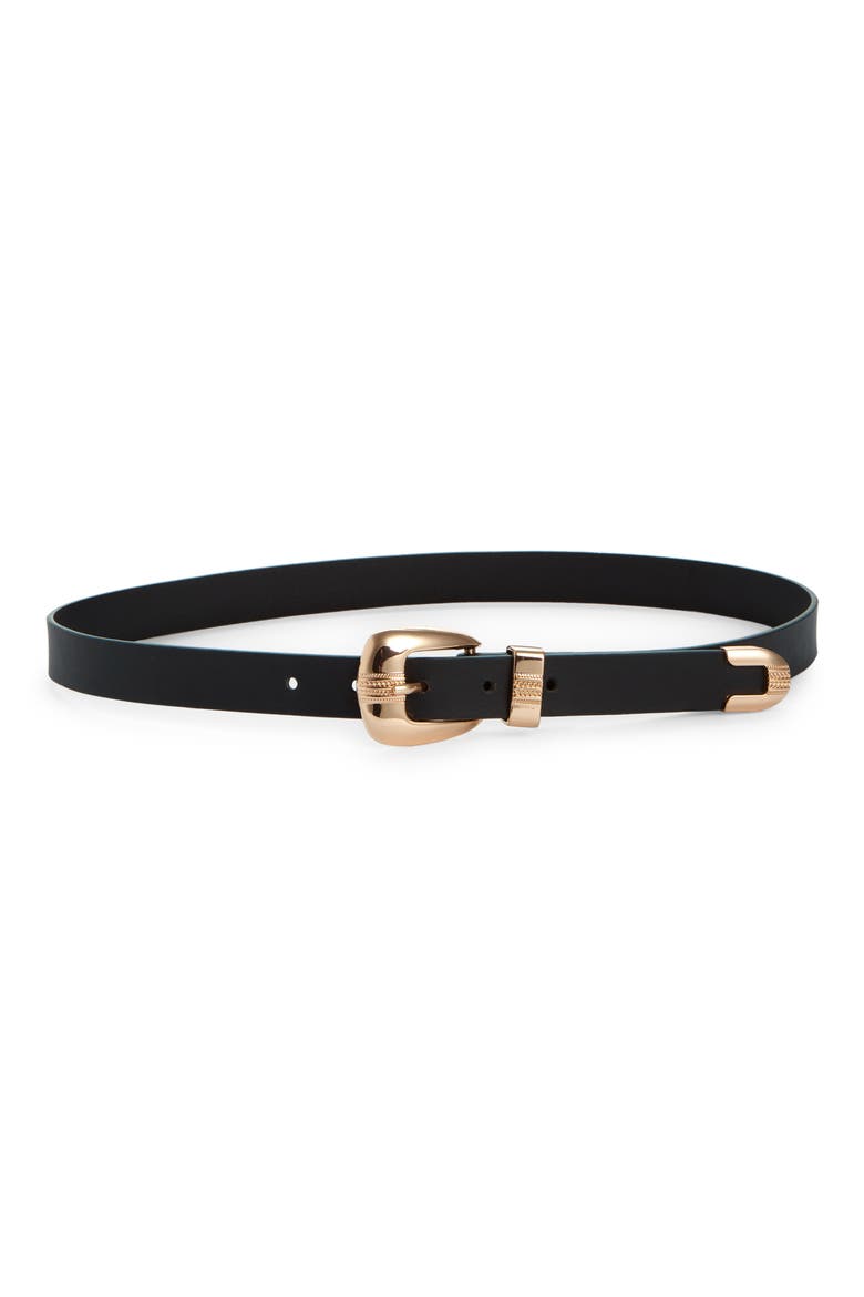 Etched Buckle Belt, Main, color, BLACK