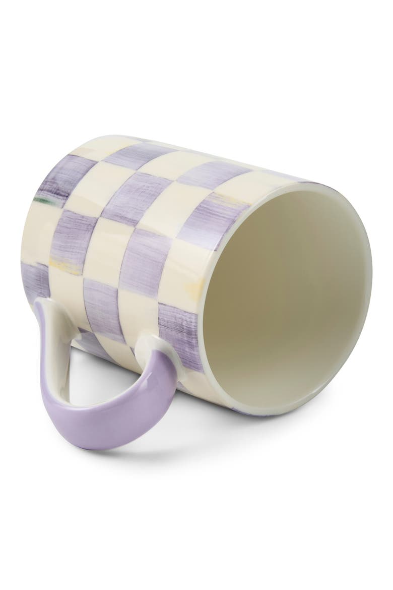 Violet Check Porcelain Mug, Alternate, color, PURPLE