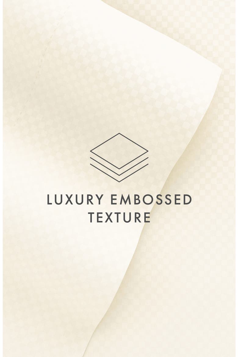 HOME SPUN Premium Checkered Embossed 4-Piece Bed Sheet Set, Alternate, color, IVORY