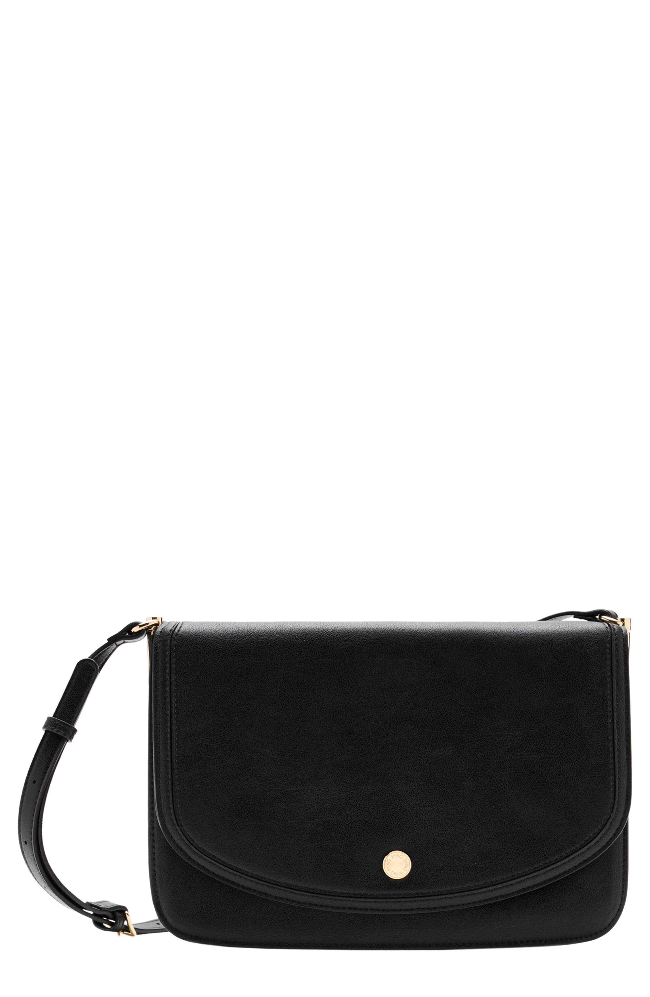 Dalma Faux Leather Crossbody Bag, Main, color, BLACK