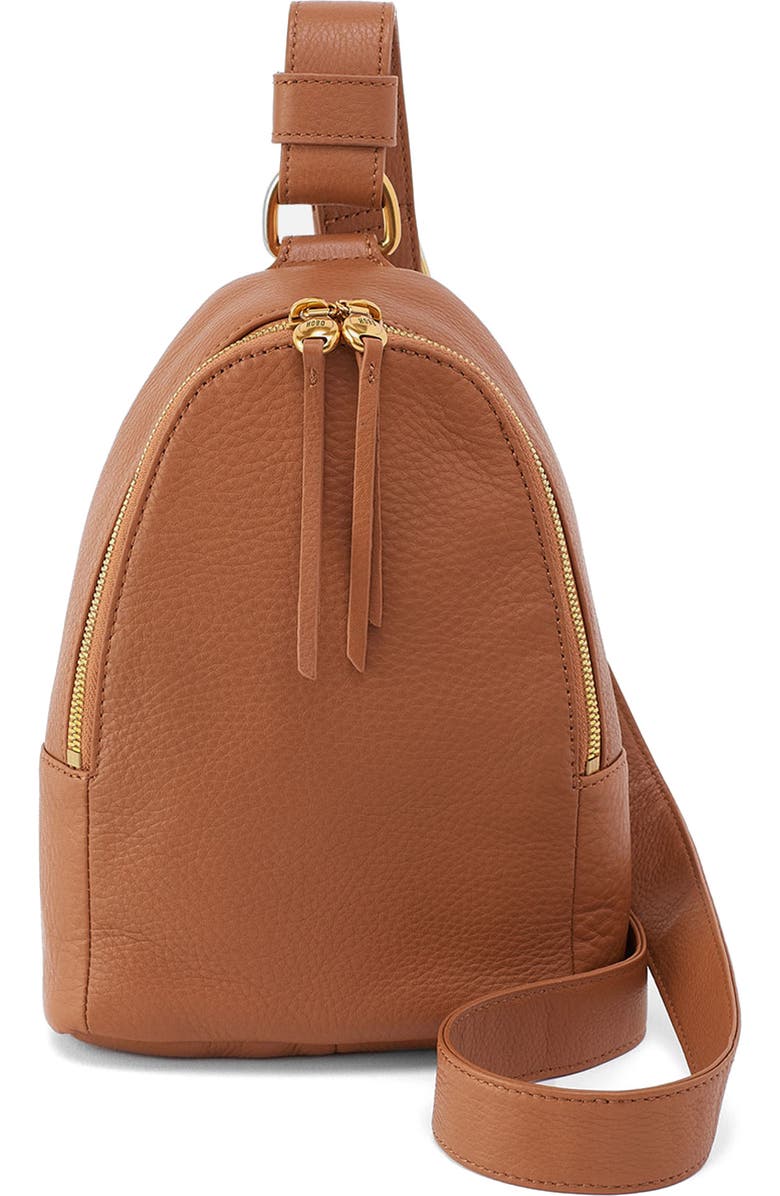 HOBO Fern Leather Sling Bag, Main, color, Warm Honey Plain