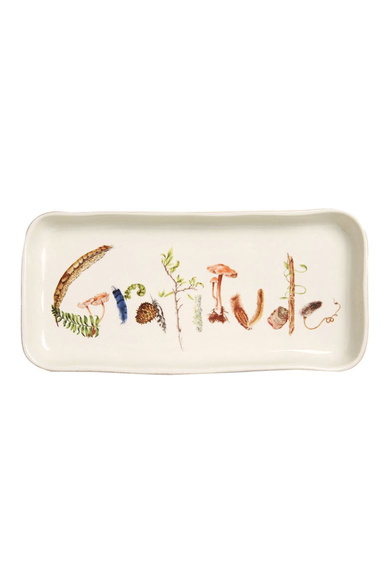 Forest Walk Gratitude Ceramic Tray, Main, color, CAF AU LAIT