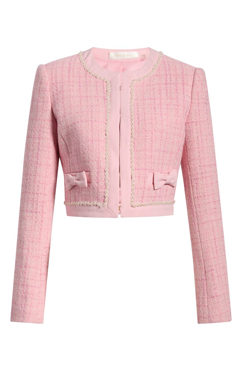LoveShackFancy Ralphette Tweed Crop Jacket, Main, color, Pink Hibiscus