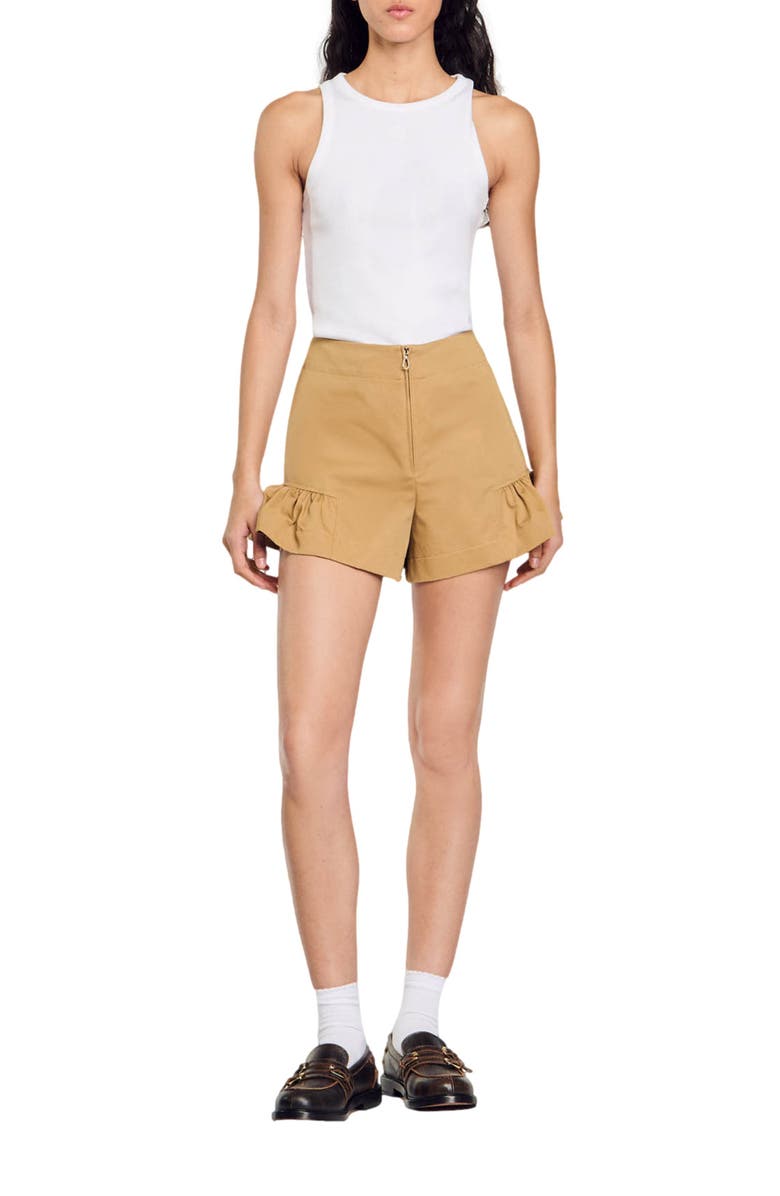 SANDRO Ruffled shorts, Main, color, 