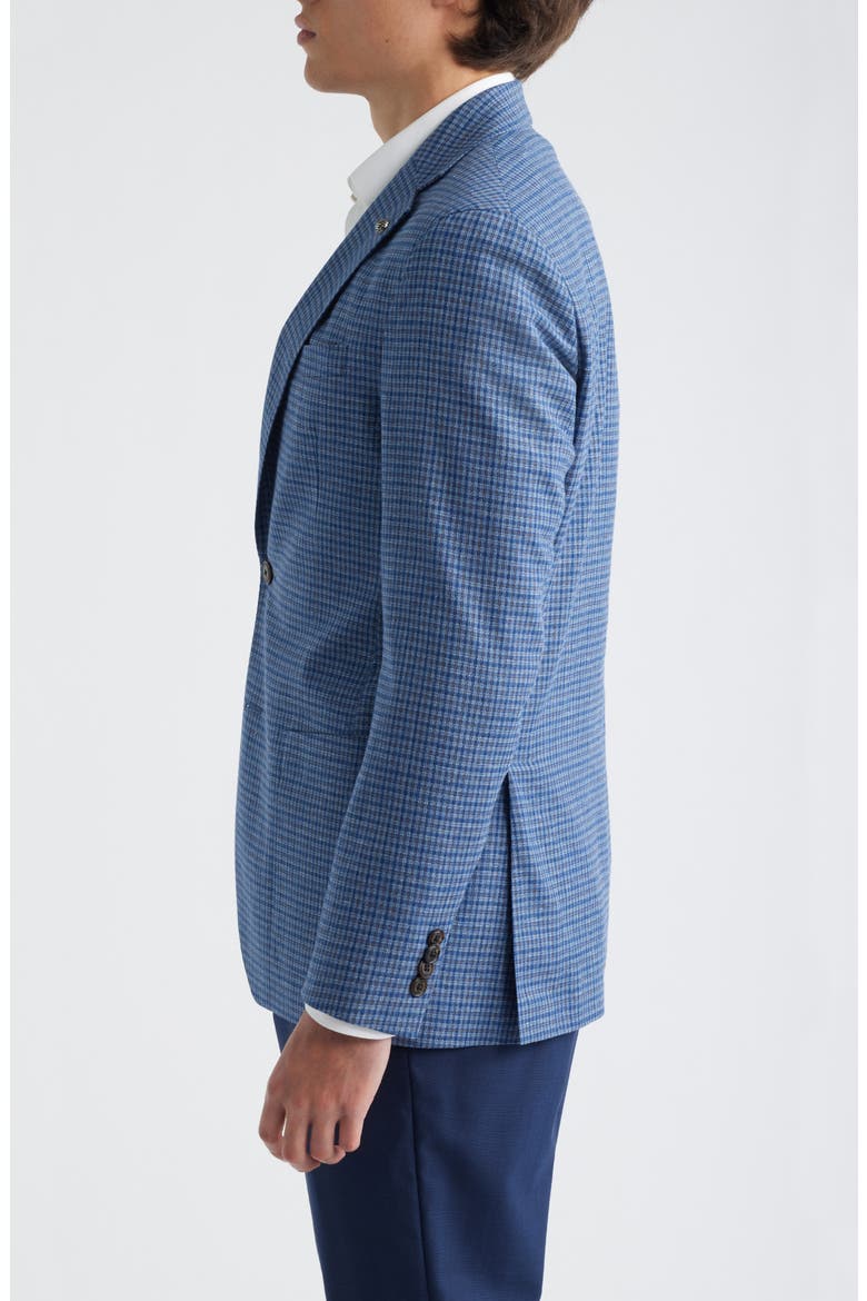 Hampton Blue Plaid Knit Linen & Cotton Blend Sport Coat, Alternate, color, BLUE