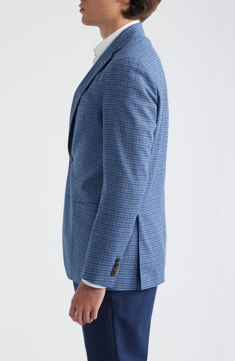 Jack Victor Hampton Blue Plaid Knit Linen & Cotton Blend Sport Coat, Alternate, color, Blue
