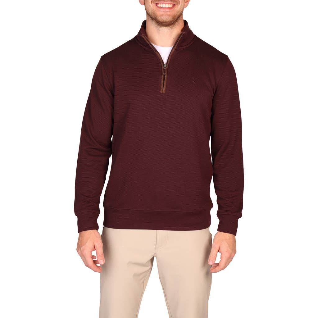Tailorbyrd Rib Knit Quarter Zip Pullover In Burgundy