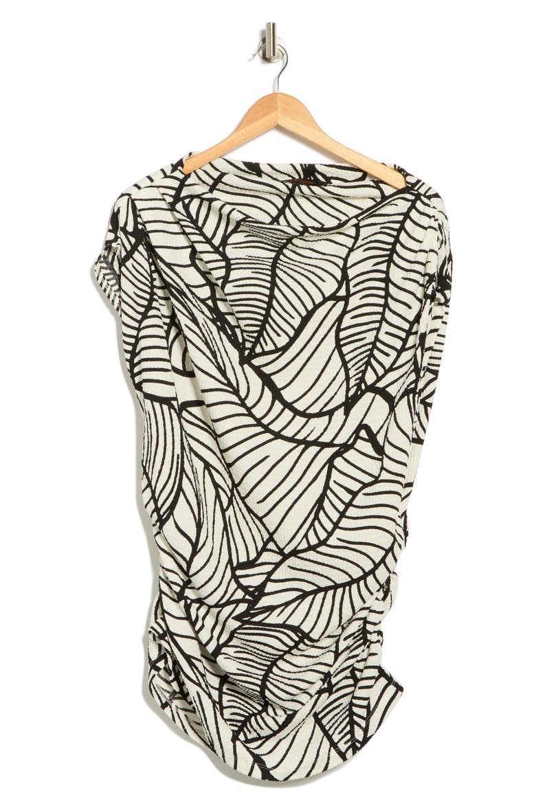 Funnel Neck Top, Alternate, color, WHITE/ BLACK