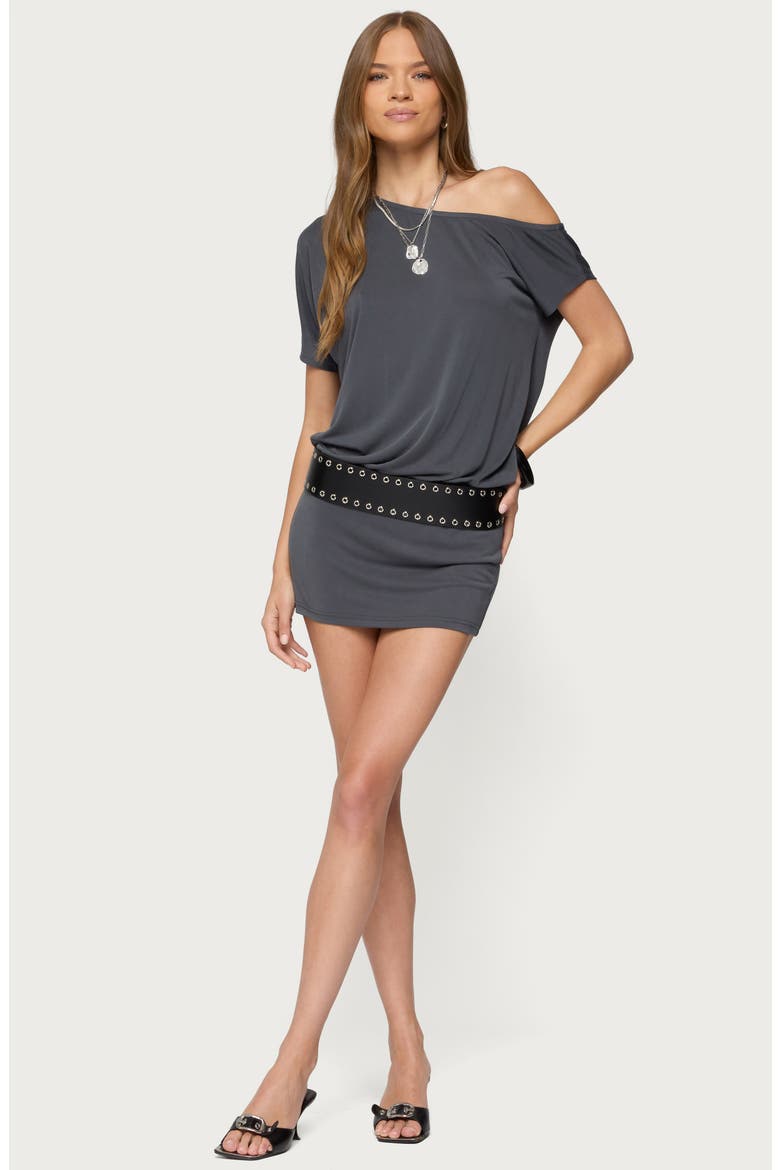 Sevie One-Shoulder Minidress, Alternate, color, DARK-GRAY