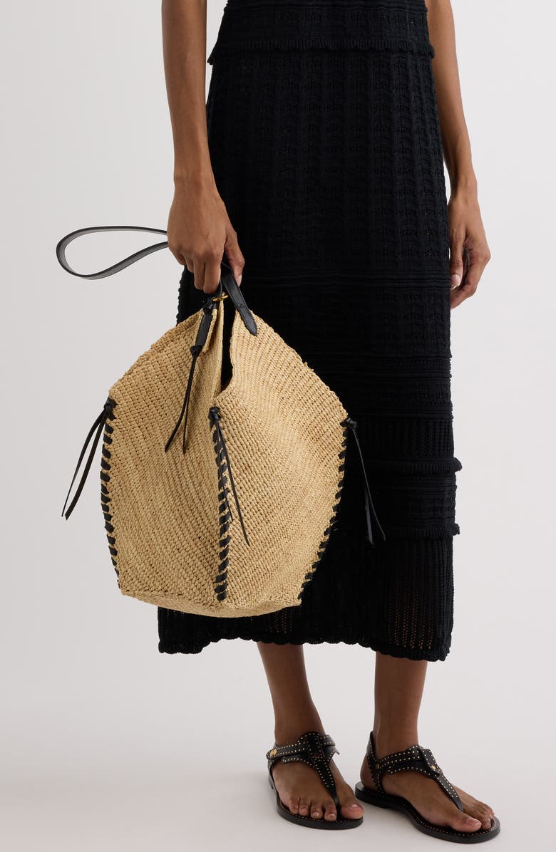 Isabel Marant Tampa Woven Raffia Tote, Alternate, color, Natural/ Black
