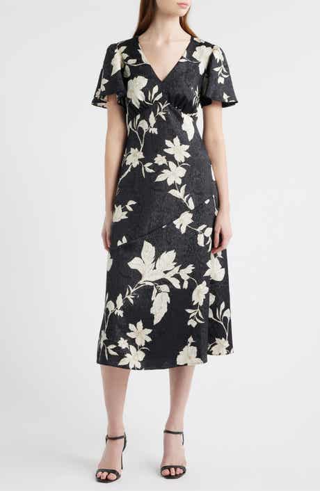 Chelsea28 Floral Jacquard Draped Midi Dress