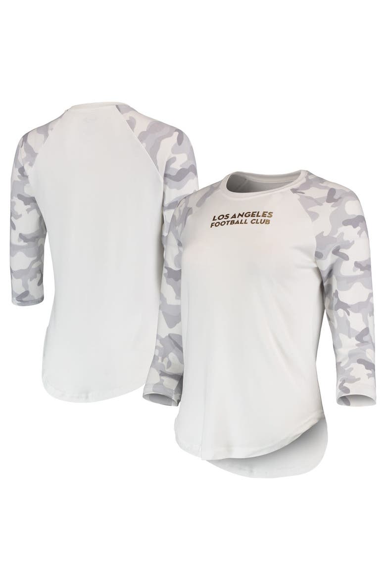 Women's Concepts Sport White/Gray LAFC Composite 3/4-Sleeve Raglan Top, Main, color, White