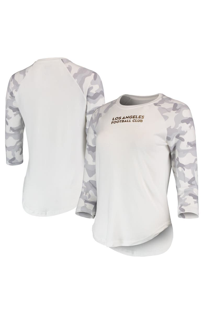 CONCEPTS SPORT Women's Concepts Sport White/Gray LAFC Composite 3/4-Sleeve Raglan Top, Main, color, White