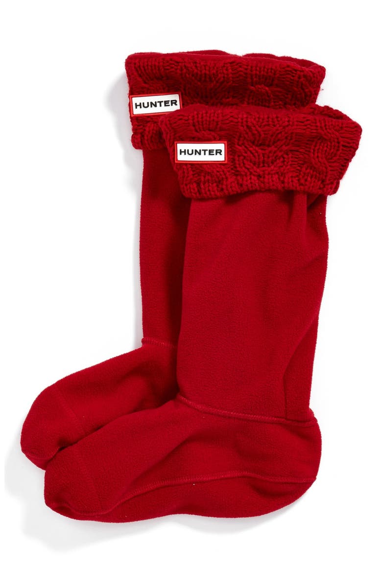 Tall Cable Knit Cuff Welly Socks, Main, color, MILITARY RED