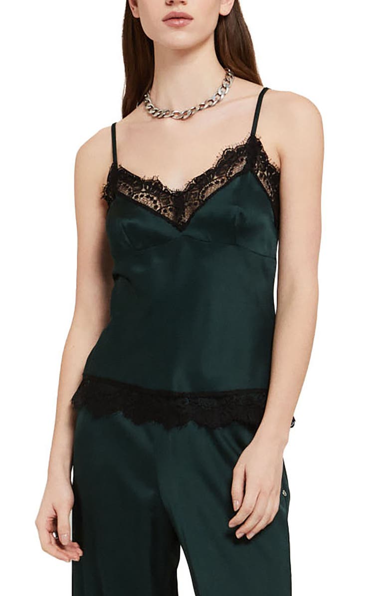 ottod'Ame Viscose Top With Lace, Main, color, Forest