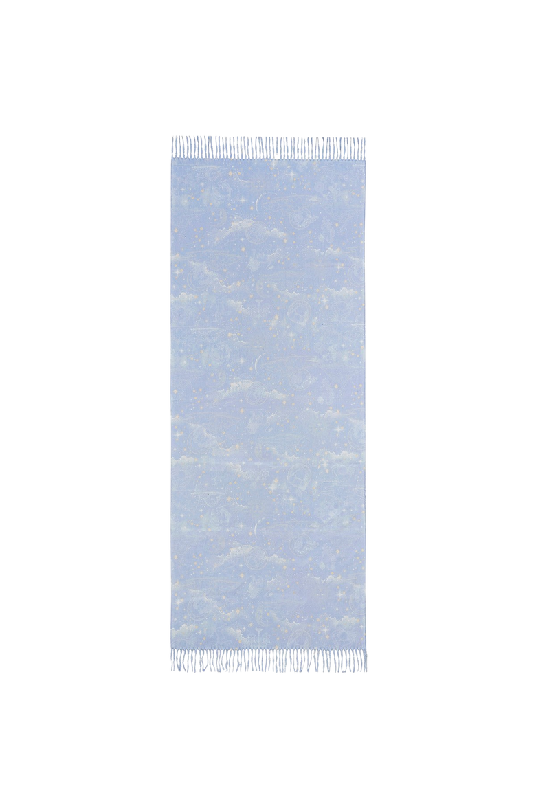 Zodiac Long Fringed Scarf, Alternate, color, Light Blue