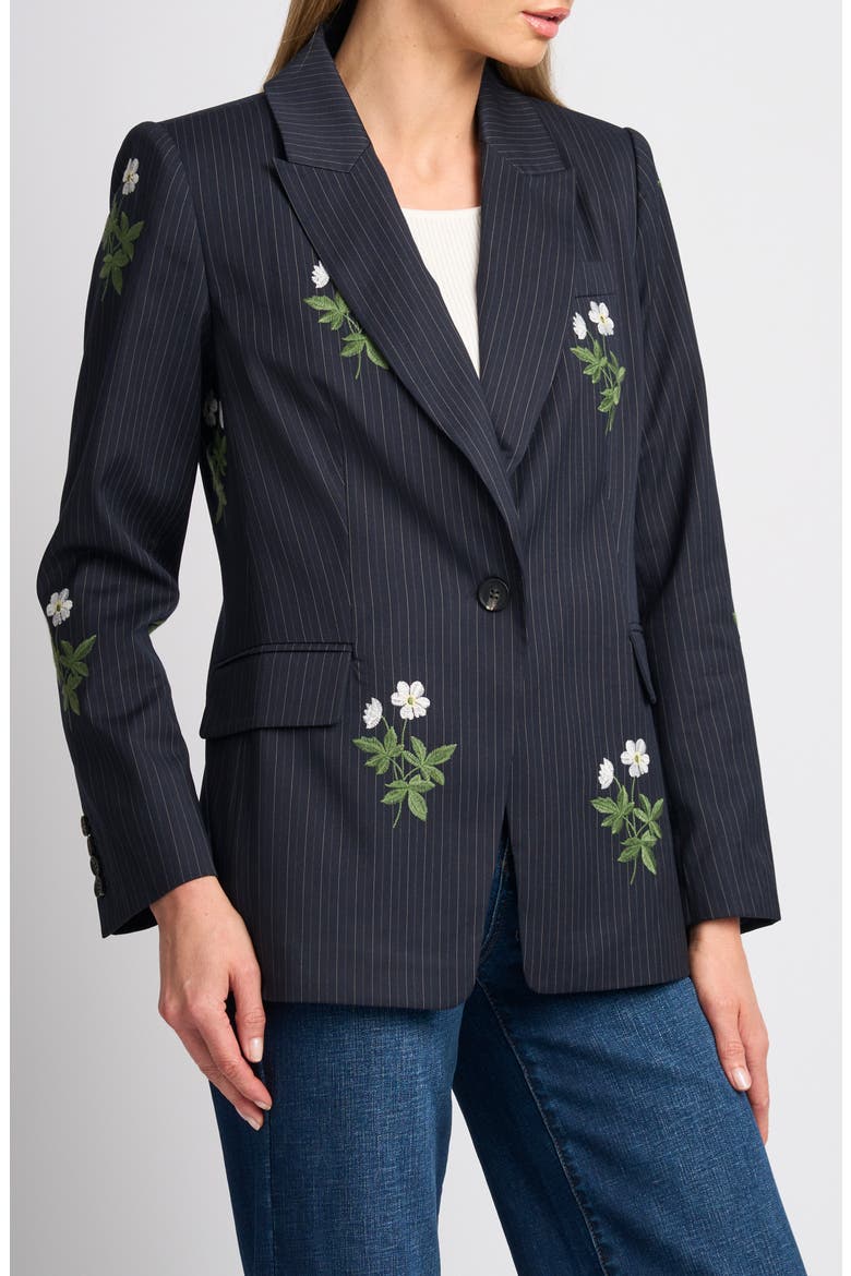 Arden Embroidered Pinstripe Blazer, Alternate, color, INDIGO NIGHT