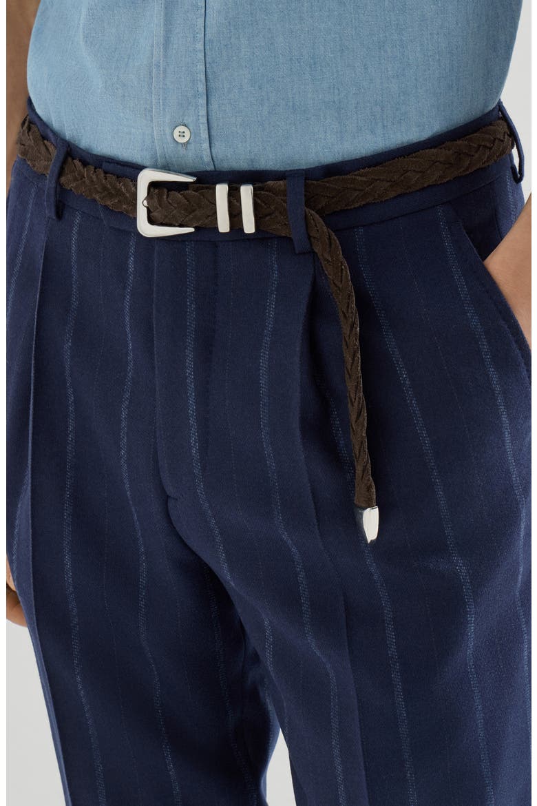 Reversed calfskin braided belt with tip, Alternate, color, Rust Brown