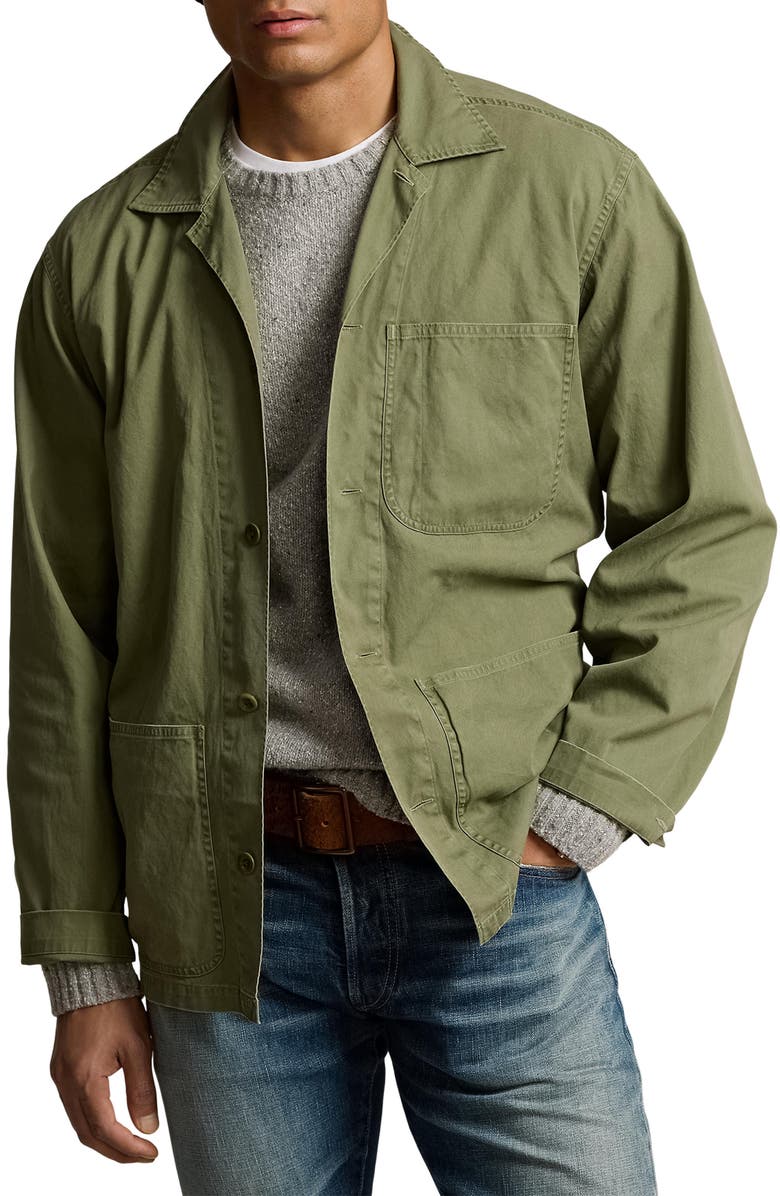 Polo Ralph Lauren Soft Fade Cotton Twill Button-Up Chore Coat, Main, color,
