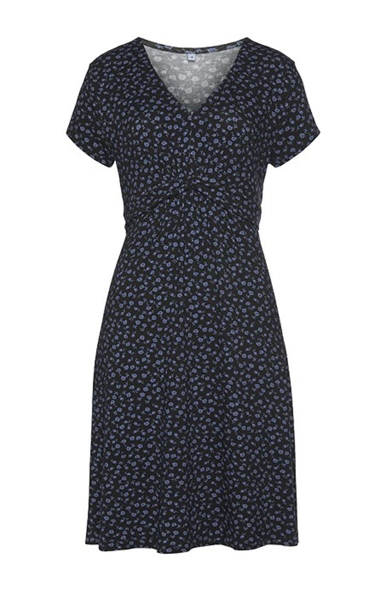 LASCANA Women's Short Sleeve Print Dress, Alternate, color, Blue Printed