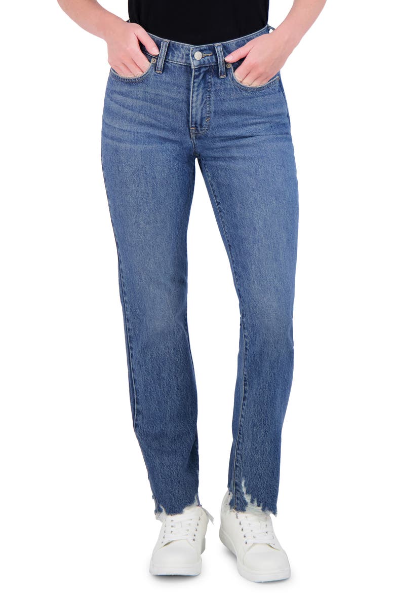 Zoe High Waist Straight Leg Jeans, Main, color, PELICAN GROVE FRAY