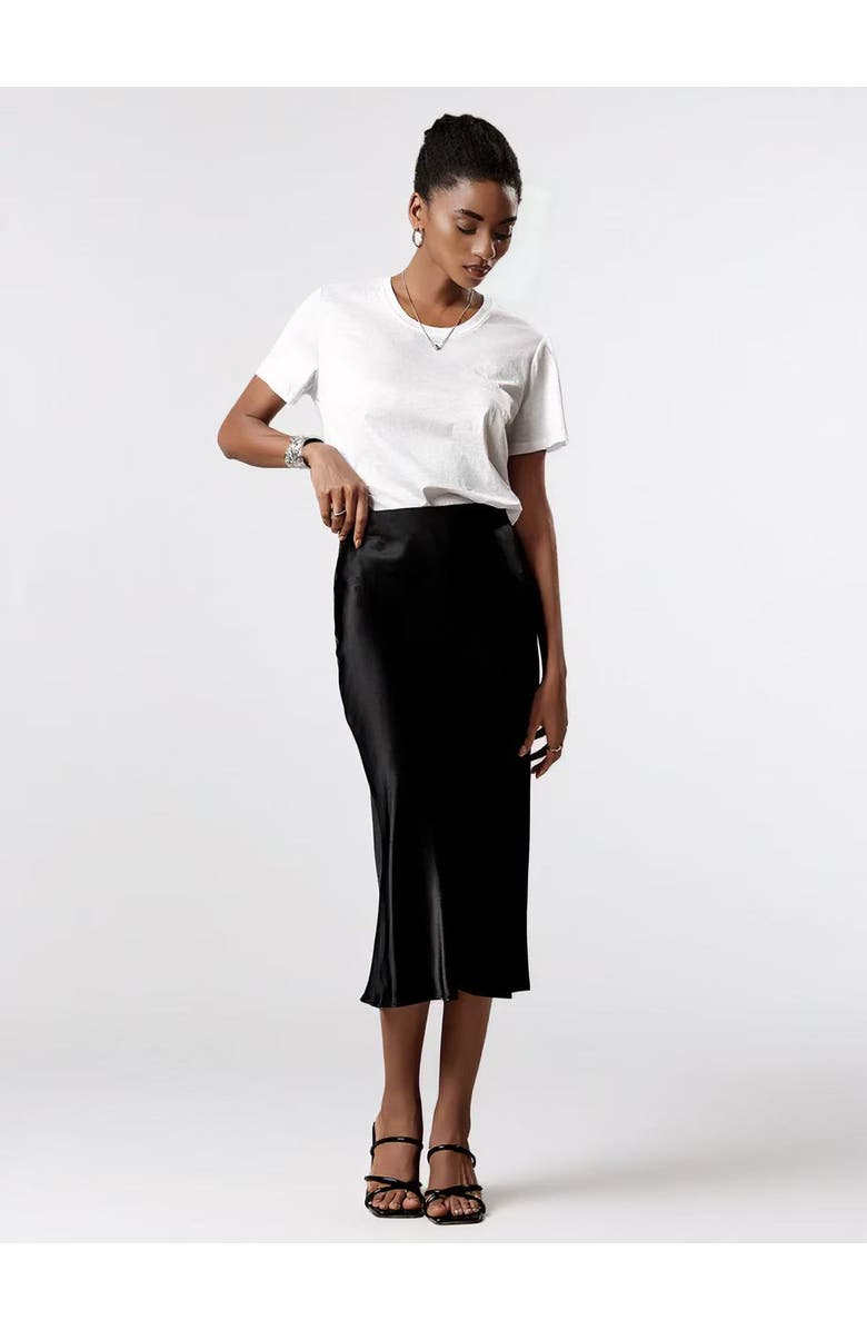 SILKSILKY 19Momme Mulberry Silk Stretch Long Straight Skirt, Alternate, color, 