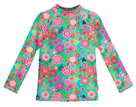 Girls UPF 50+ Printed Long Sleeve Rashguard Tee (Toddler, Little Kid & Big Kid)