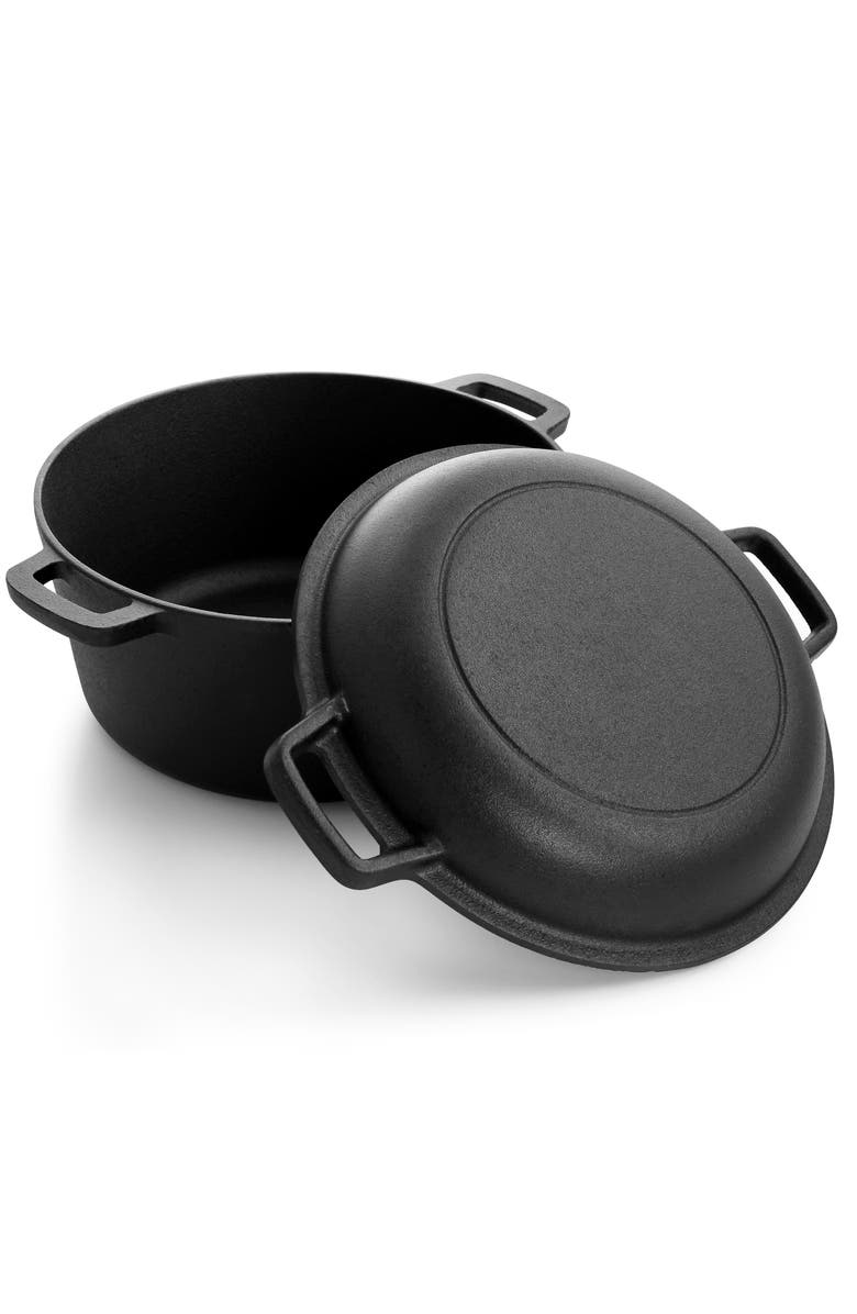 Megachef 12 Piece Round PreSeasoned Cast Iron Cookware Set, Alternate, color, Black