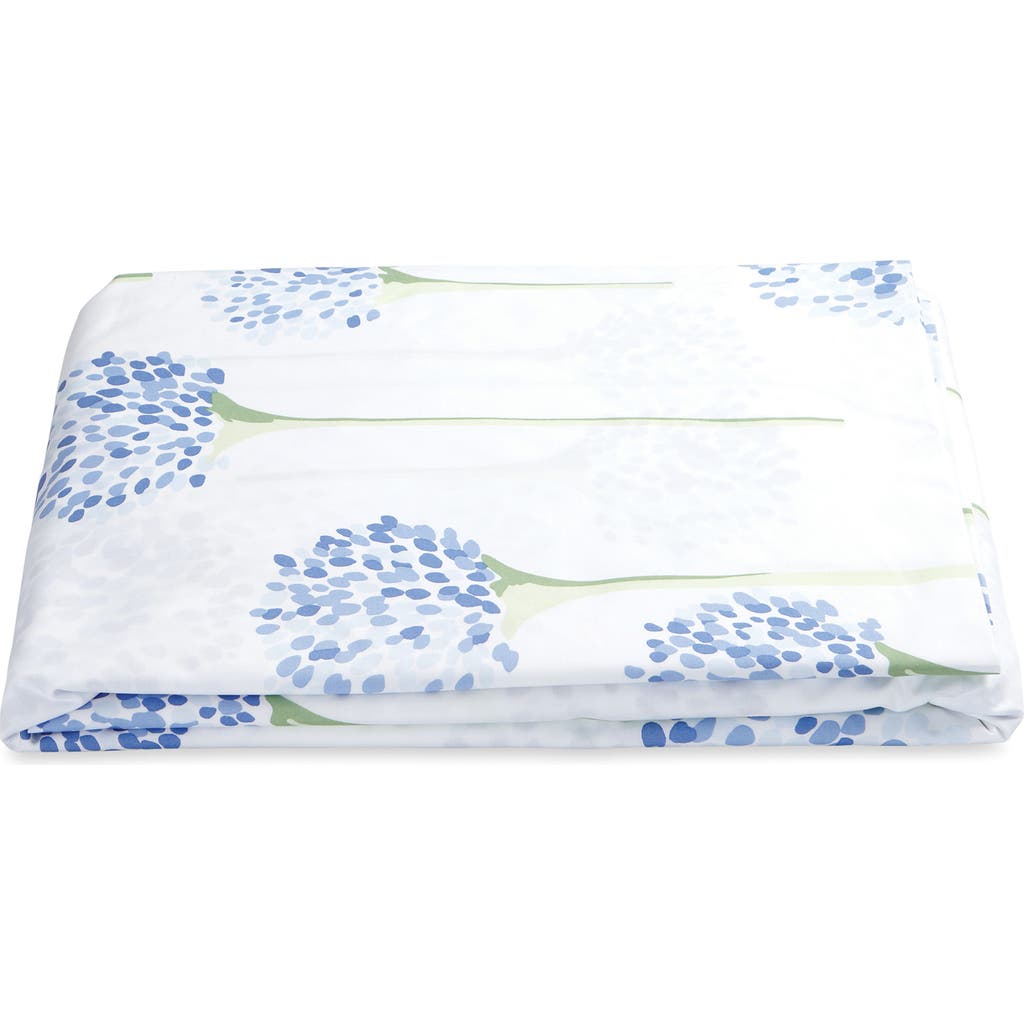 Matouk Floral Cotton Percale Fitted Sheet In Azure