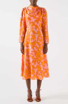 Samantha Floral Print Long Sleeve Midi Dress