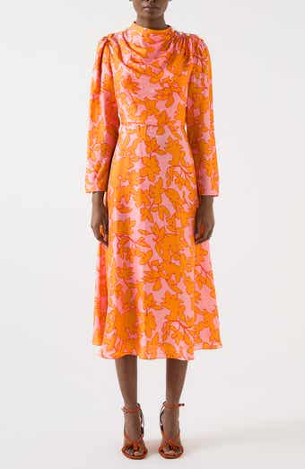 Samantha Floral Print Long Sleeve Midi Dress