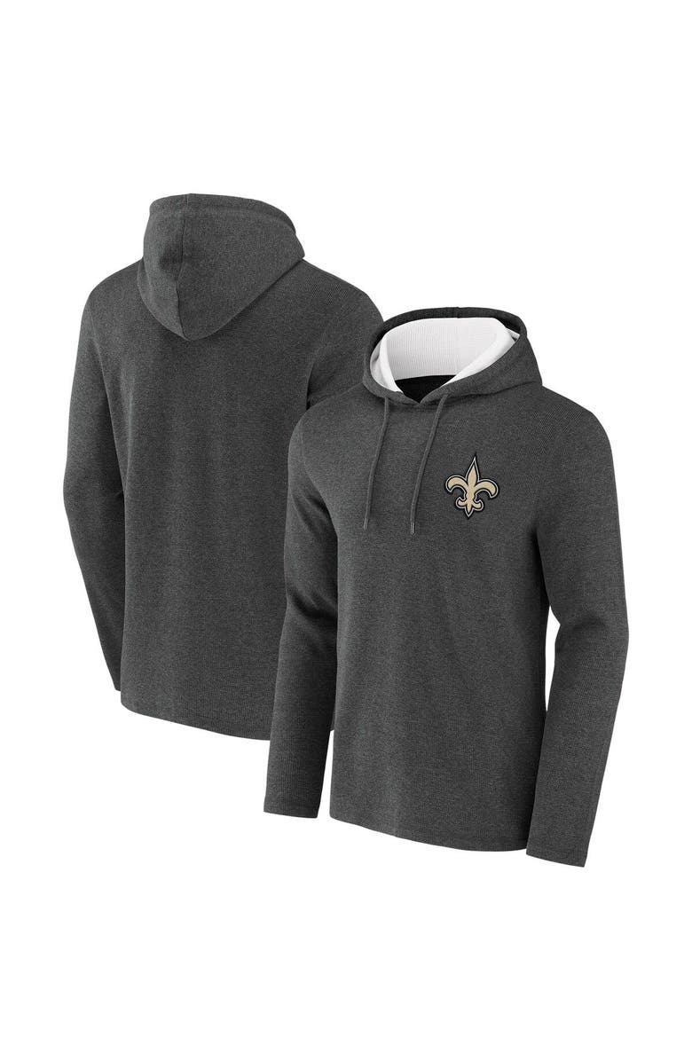 NFL X DARIUS RUCKER Men's NFL x Darius Rucker Collection by Fanatics Heathered Charcoal New Orleans Saints Waffle Knit Pullover Hoodie, Main, color, Heather Charcoal