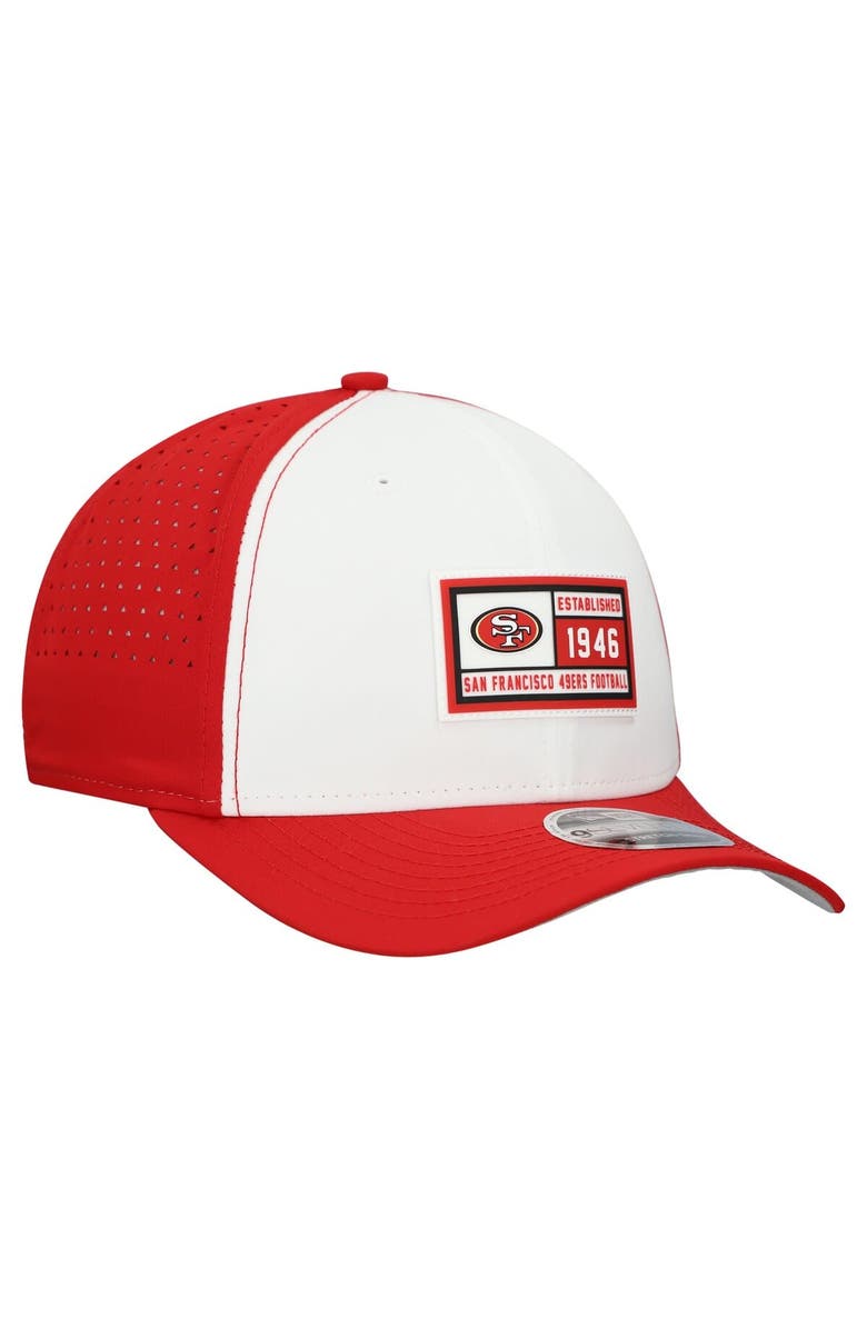New Era Men's New Era  White/Scarlet San Francisco 49ers Established Patch 9SEVENTY Adjustable Hat, Alternate, color, White