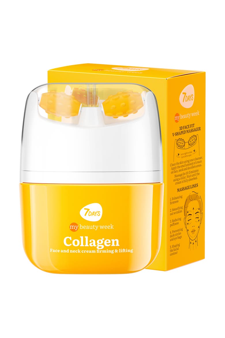 Face moisturizer with Collagen for Firming & Lifting with 3D Massage Applicator, Main, color, White
