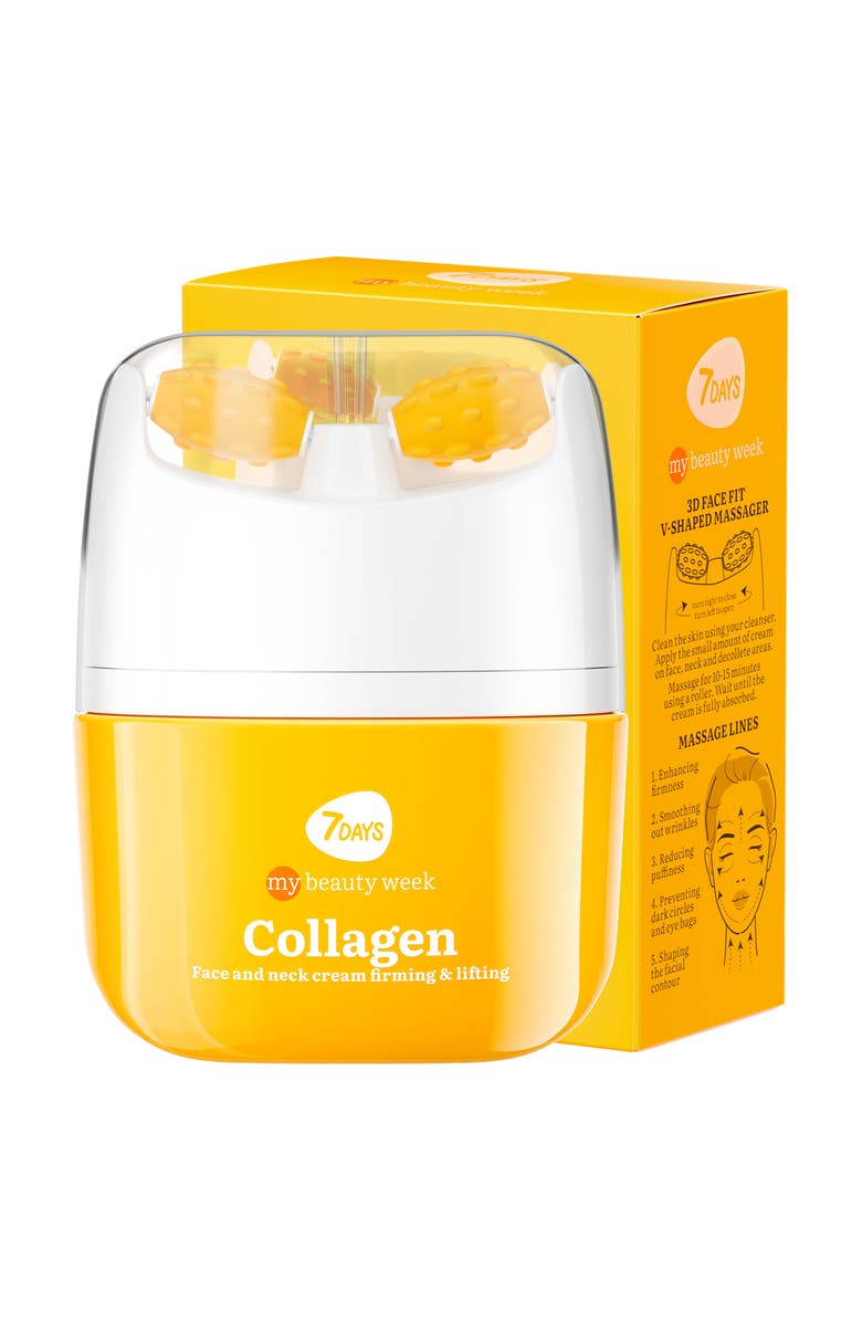 7DAYS Face moisturizer with Collagen for Firming & Lifting with 3D Massage Applicator, Main, color, White