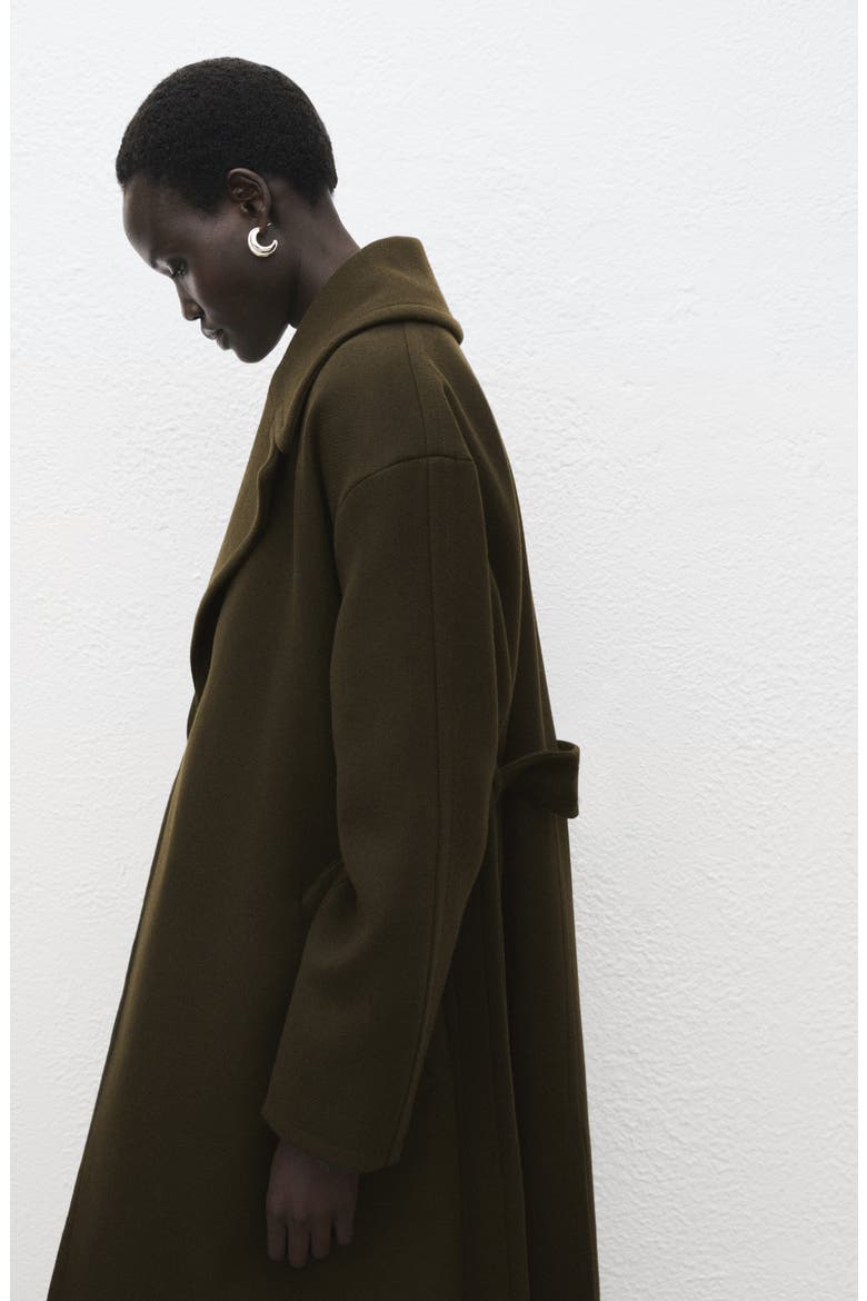 Belted Wool Blend Coat, Alternate, color, KHAKI GREEN