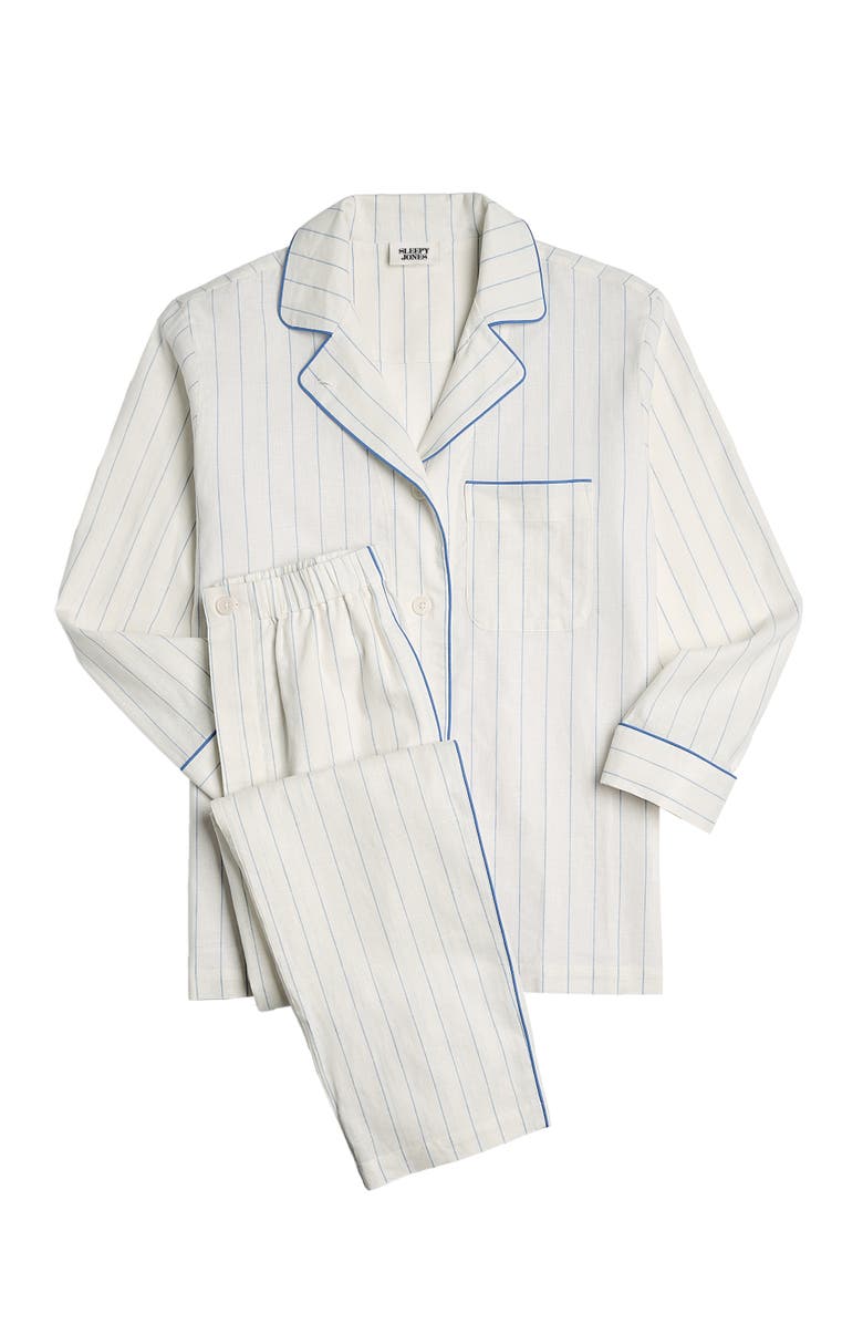 Sleepy Jones Linen-Cotton Margaret Pajama Set, Alternate, color, Baker Stripe