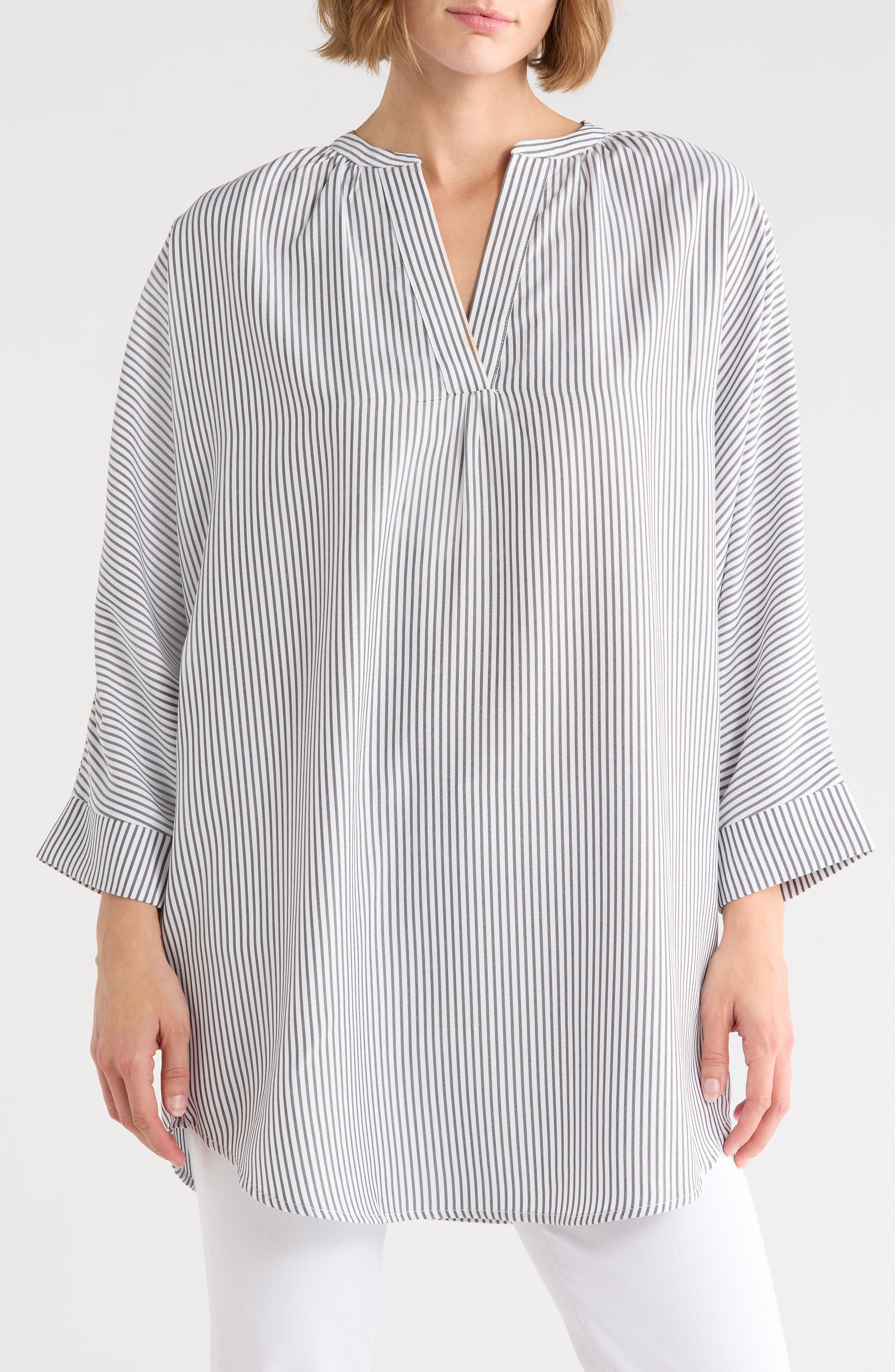 Renee C Pinstripe Tunic Top