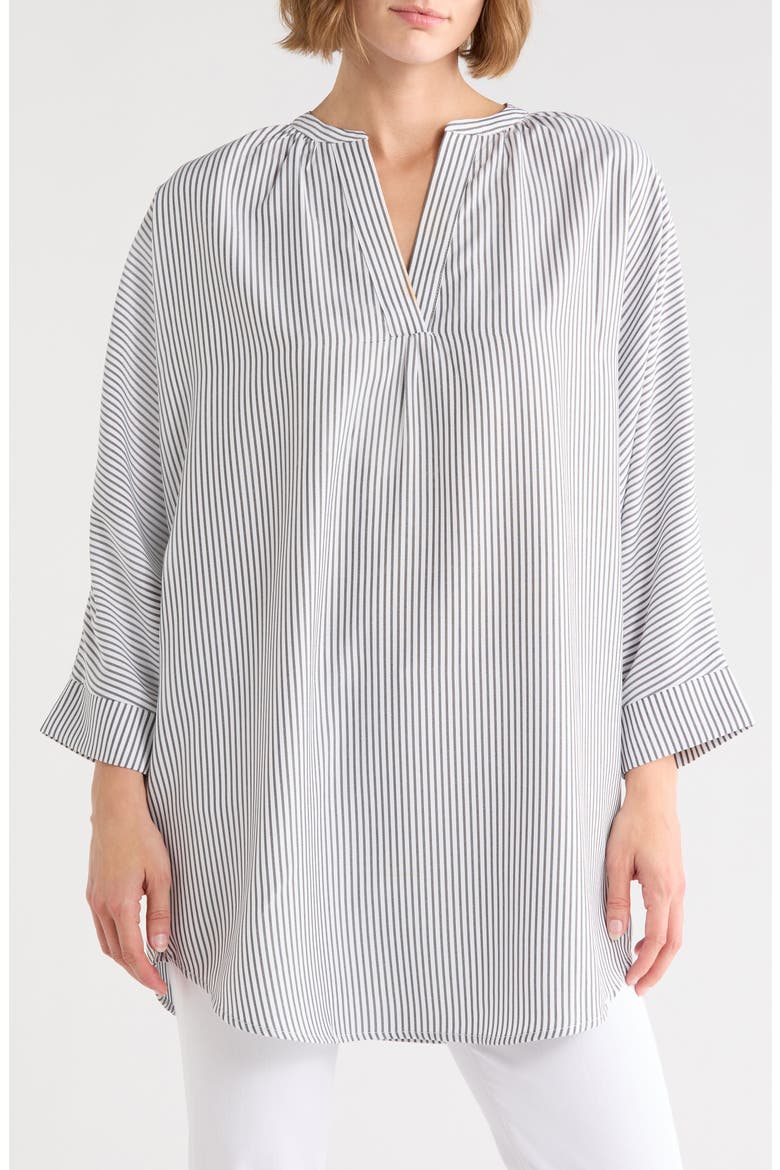 Pinstripe Tunic Top, Main, color, BLACK/ WHITE