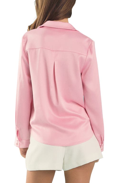 Endless Rose Satin Wrap Shirt In Baby Pink